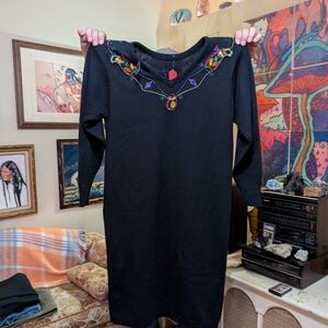 Sweet Baby Jane Blue and Red Embellished Sheath Dress